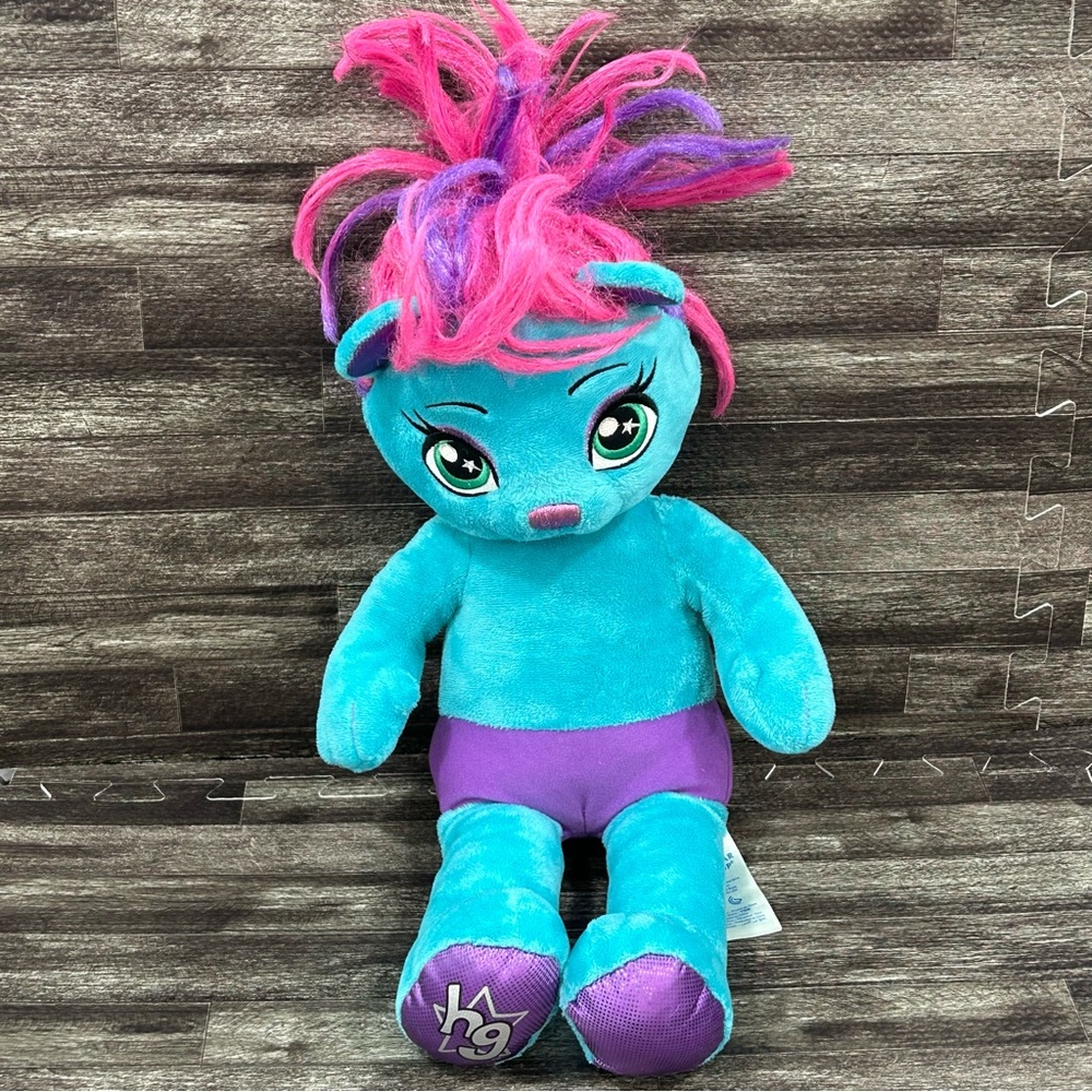 Build A Bear BAB Honey Girl Viv HG Rockstar Blue Bear Purple Pink Hair 20” Plush